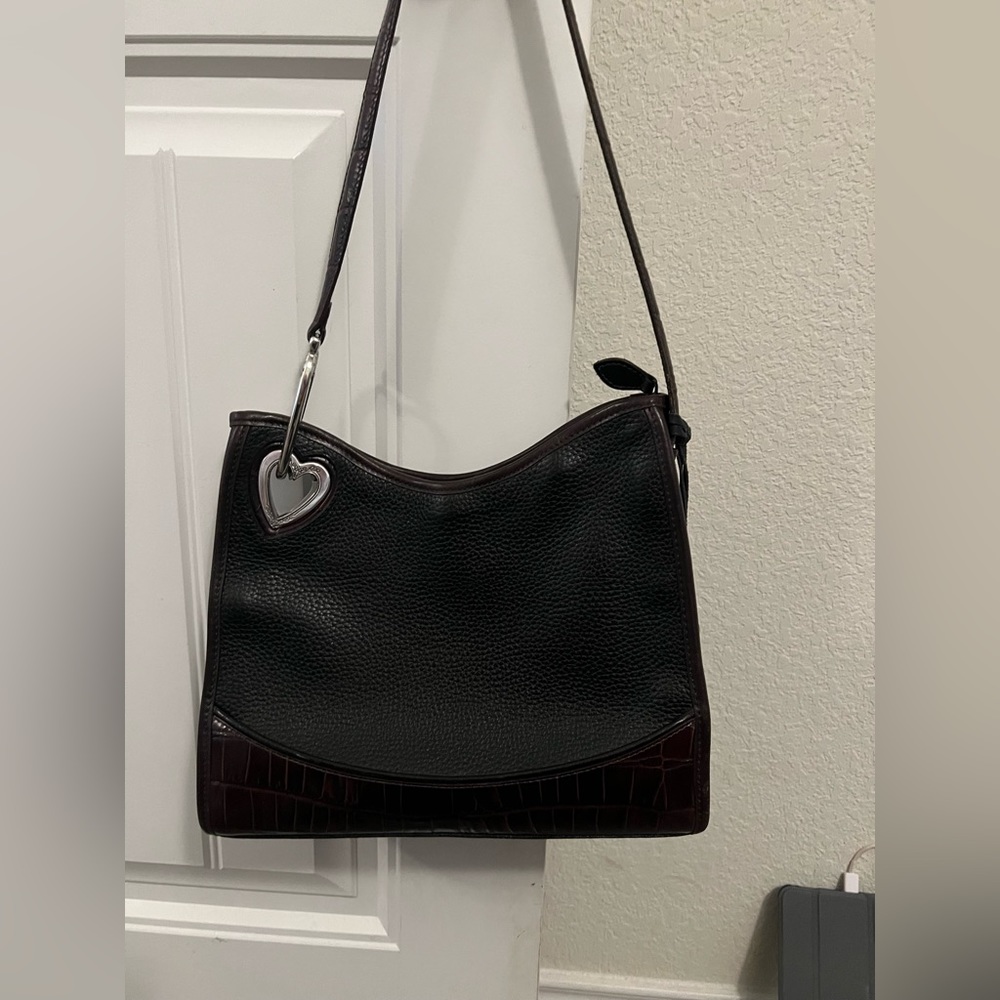Brighton 2 Tone Shoulder Strap Bag Black/Brown